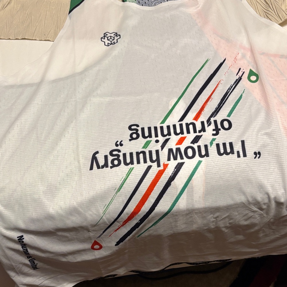 White and Multicolor Men's Running Jersey
